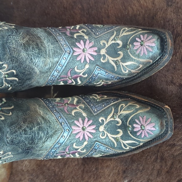 CORRAL E1482 distressed gray floral embroidered snip toe cowgirl boots sz8.5 NWT - Picture 13 of 16